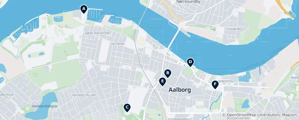 Mapa Aalborg Cultural Highlights