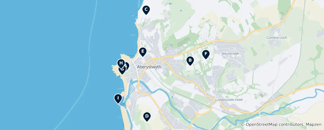 Kaart van Aberystwyth Essentials