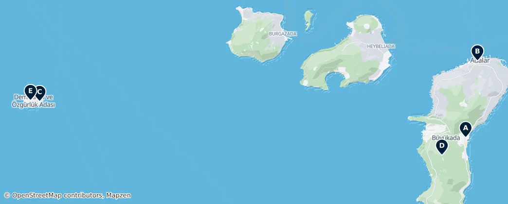 Map of Historic Sites of the Princes' Islands