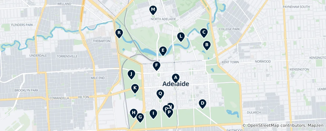 Adelaide Parks and Gardens Haritası