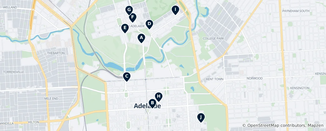Mappa di Adelaide's Sacred Sites