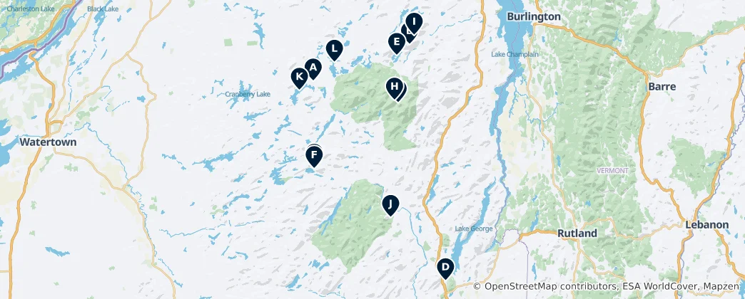 Mapa Adirondack Mountains Essentials