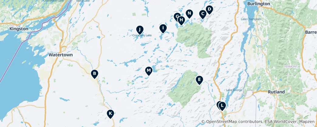 Map of Adirondack Outdoor Adventures