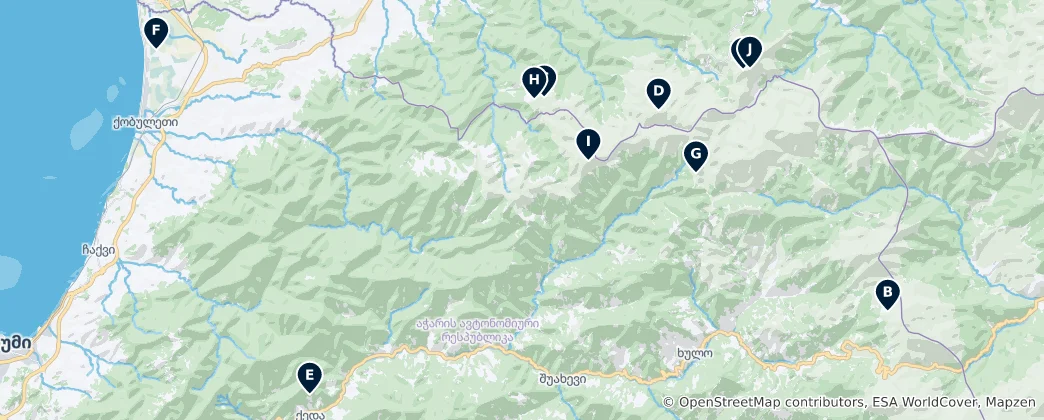 Mapa Peaks and Viewpoints