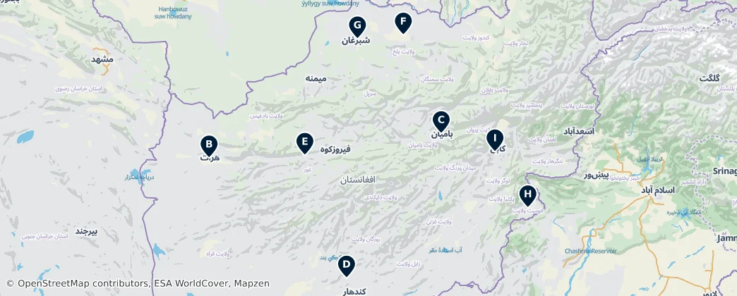Afghanistan's Top Sights — Map