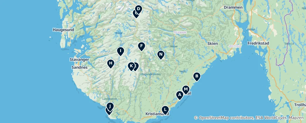 Mapa Scenic Campsites & Huts