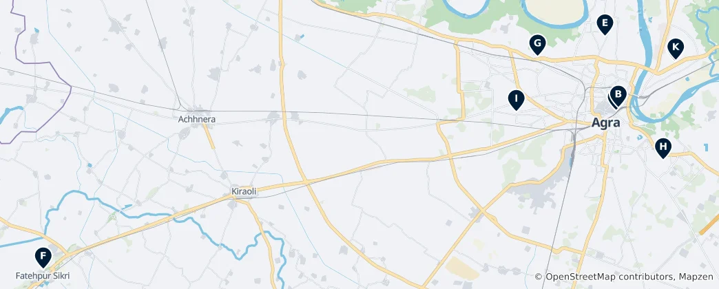 Mapa Agra's Sacred Sites