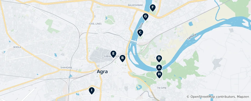 Map of Monuments & Mausoleums of Agra