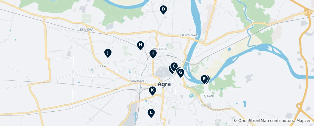 Mapa Sacred Sites in Agra