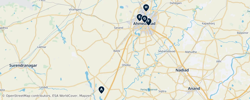 Map of Ahmedabad Cultural Attractions