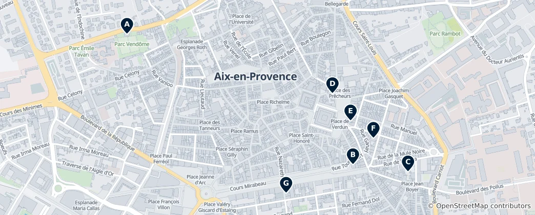 Mapa Historic Mansions of Aix