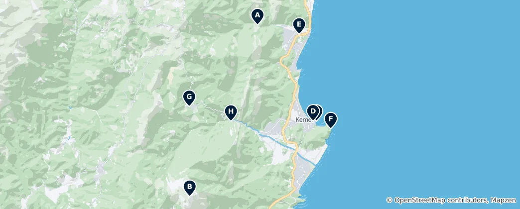 Mapa Nature and Parks in Kemer