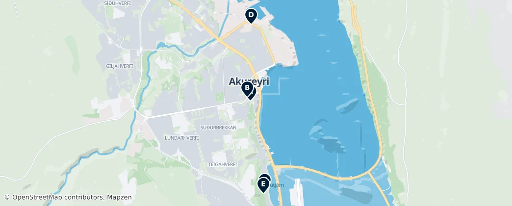 Map of Cultural Attractions of Akureyri