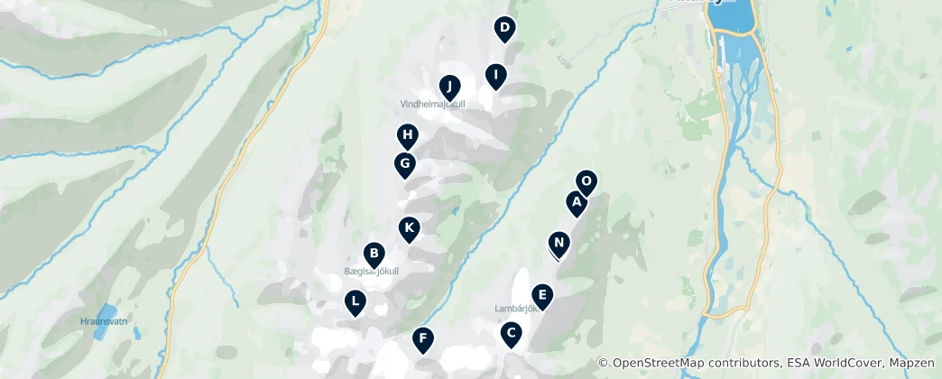Mappa di Peaks and Glaciers