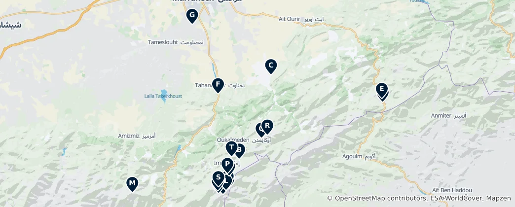 Mapa Atlas Mountain Peaks & Views