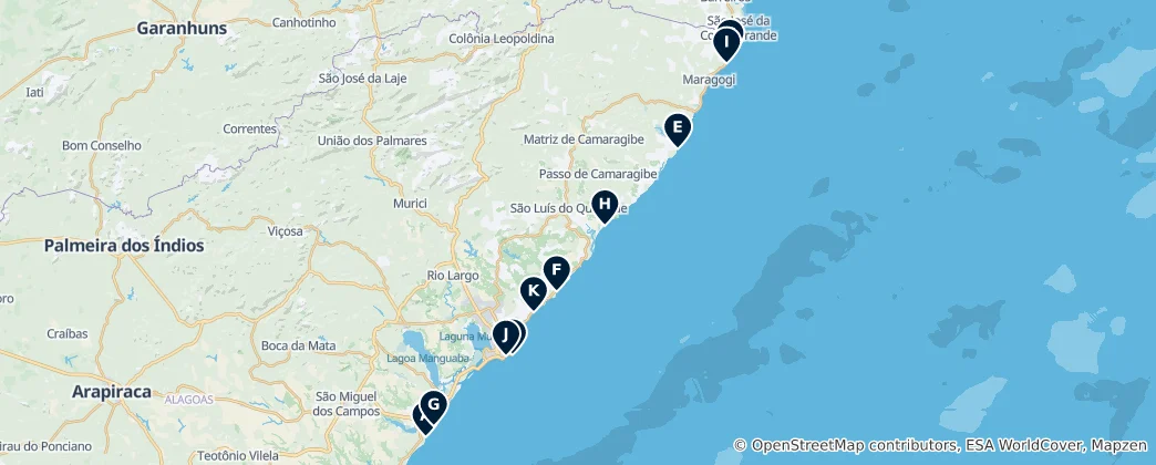 Mapa Stunning Beaches
