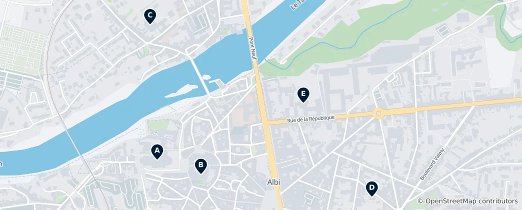 Map of Religious Sites in Albi