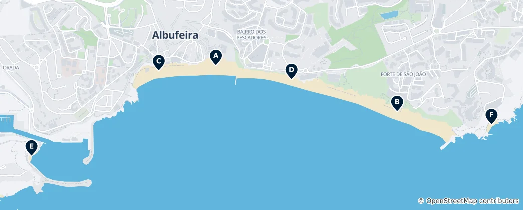 Mapa Best Beaches in Albufeira