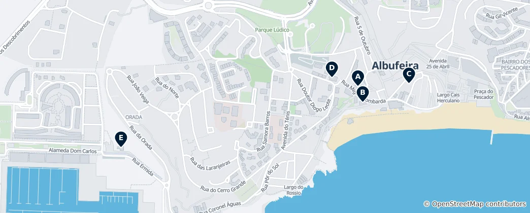 Map of Historic Churches of Albufeira