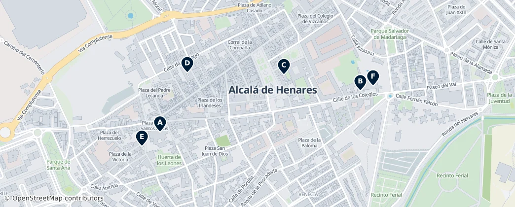 Mapa Religious Heritage of Alcalá