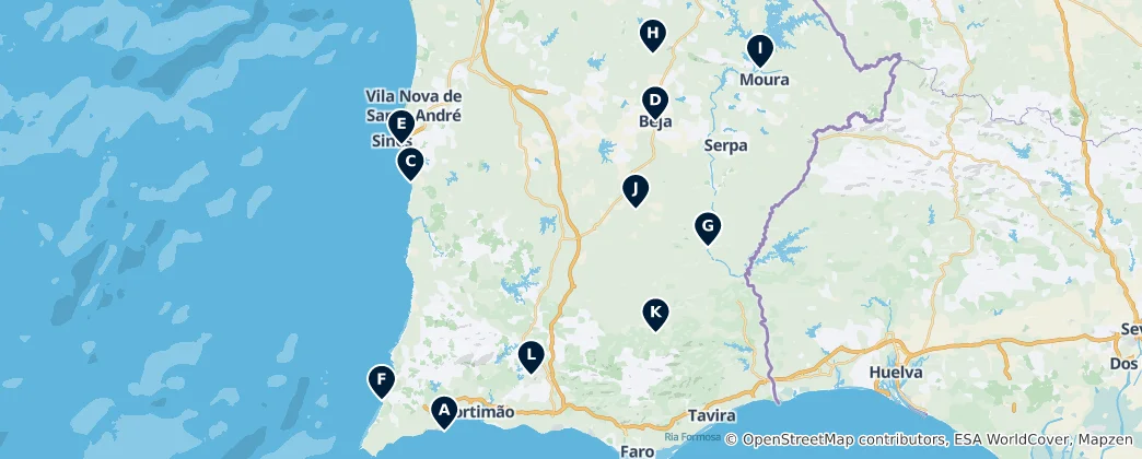 Map of Algarve Heritage Sites