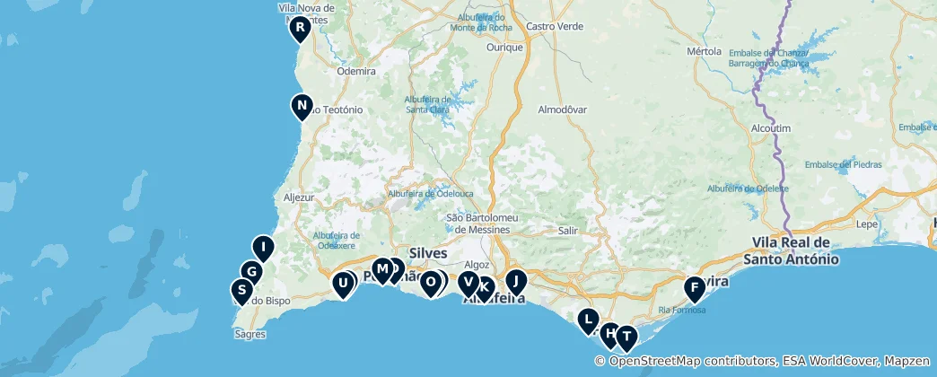 Mapa Algarve's Best Beaches