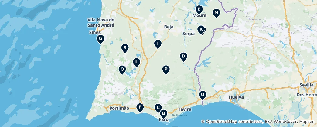 Карта Algarve's Sacred Sites