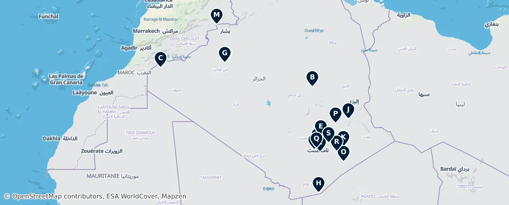 Map of Algerian Peaks and Volcanoes