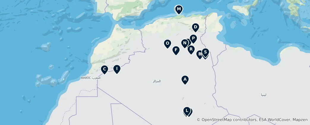 Map of Algeria's Natural Wonders