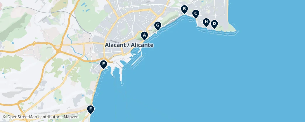 Map of Best Beaches in Alicante