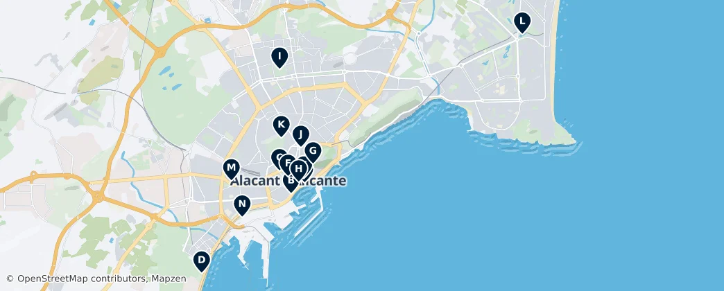 Térkép: Alicante parkjai és kertjei