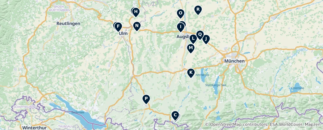 Kaart van Allgäu Heritage Trail