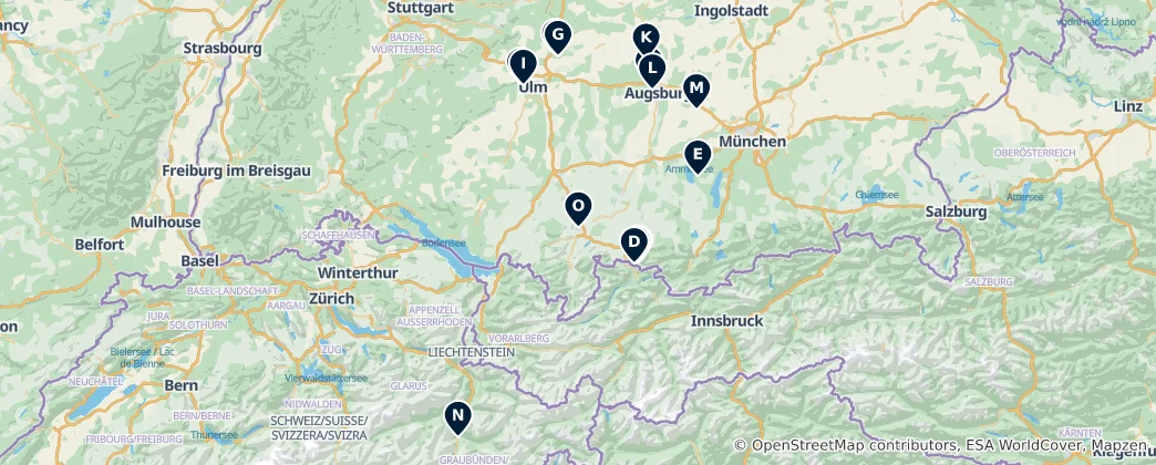 Karte von Allgäu's Absolute Essentials