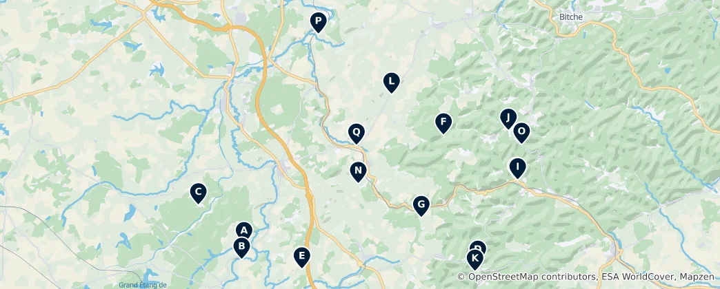 Mappa di Alsace Heritage Trail