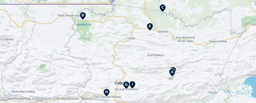 Alta Verapaz Must-Sees – Mapa