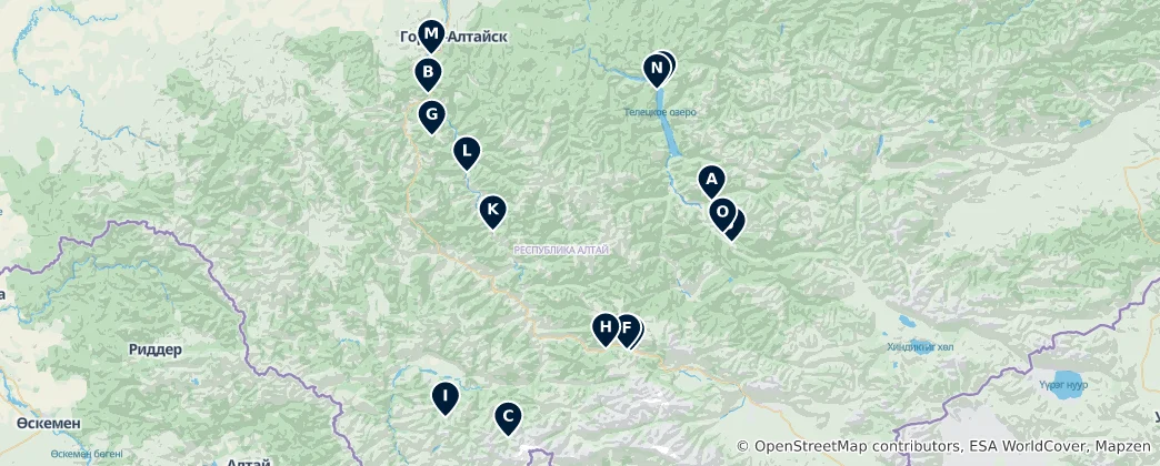 Carte de Altai Lakes & Waterfalls