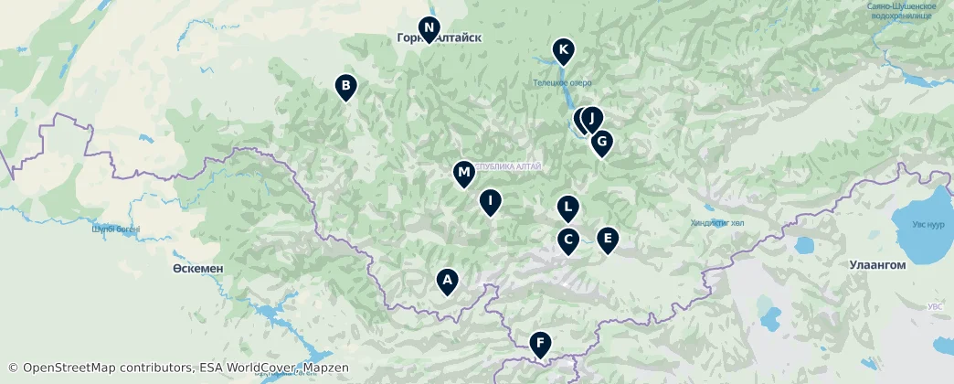 Mappa di Natural Wonders of Altai