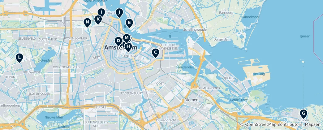 Mappa di Architectural Highlights