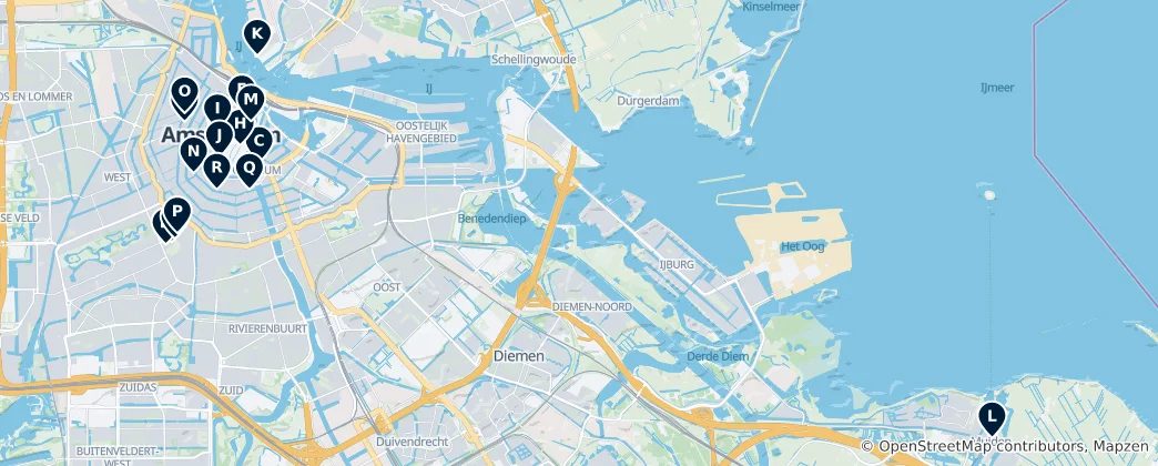 Mapa Top Museums in Amsterdam