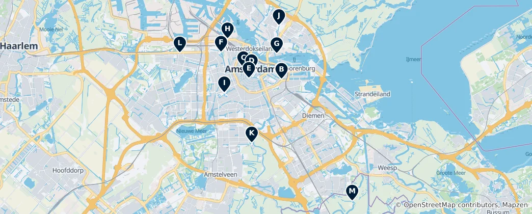 Карта Unique Amsterdam Experiences