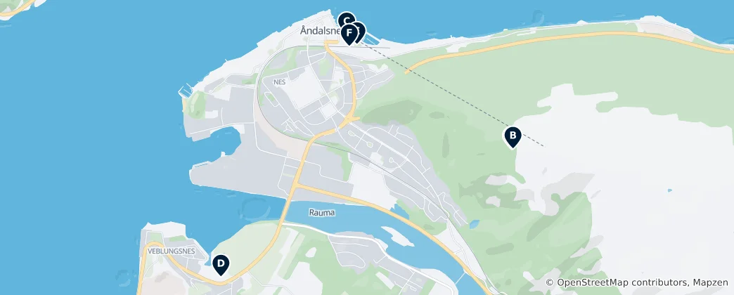 Mapa Åndalsnes Must-Sees