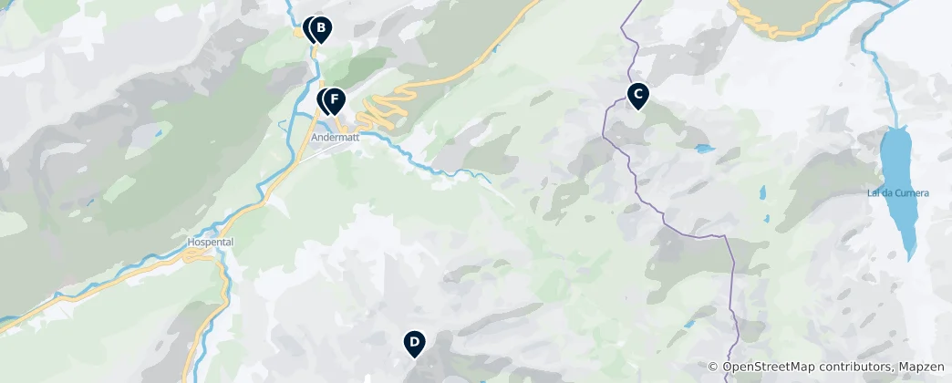 Map of Andermatt Unmissables
