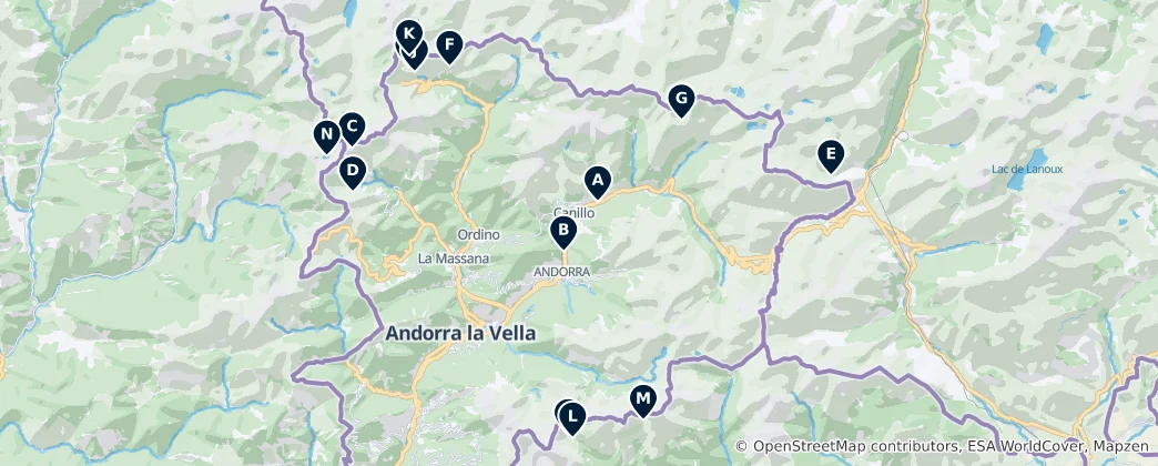 Mapa De Lakes and Waterfalls