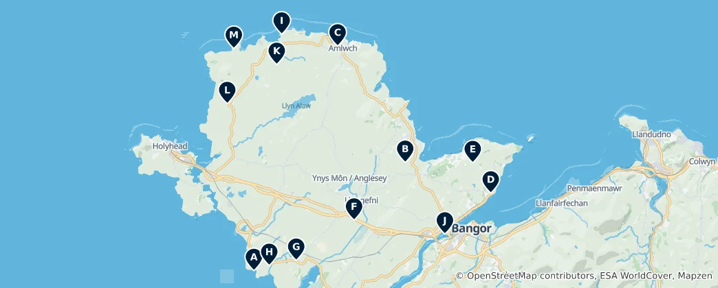 Mapa Historic Churches of Anglesey