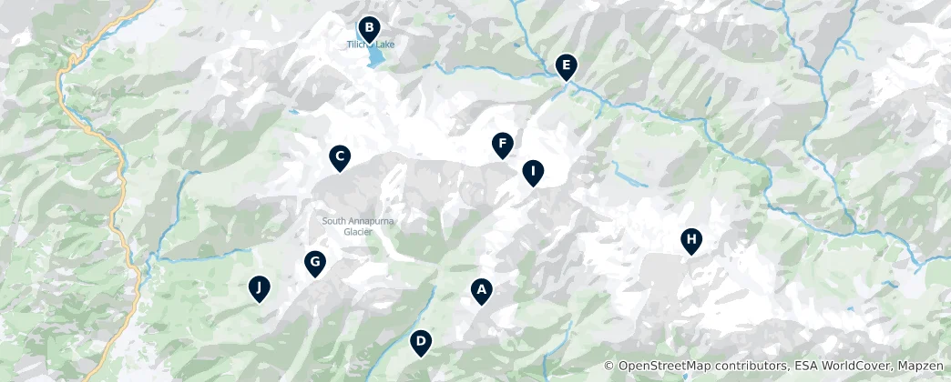 Map of Annapurna Peaks and Lakes