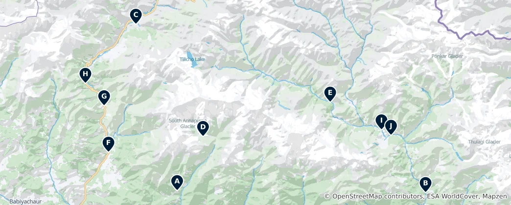 Map of Himalayan Trekking Lodges