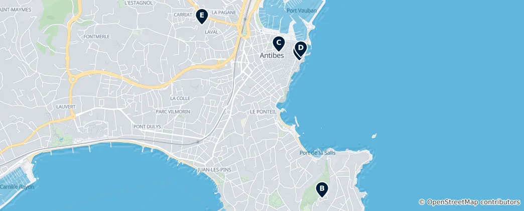 Karte von Antibes Heritage Trail
