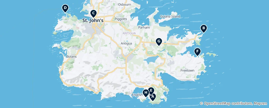 Map of Antigua’s Top Attractions
