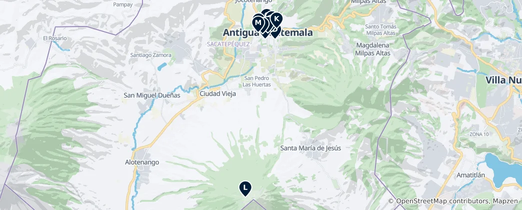 Karte von Antigua Guatemala's Essential Colonial Charm