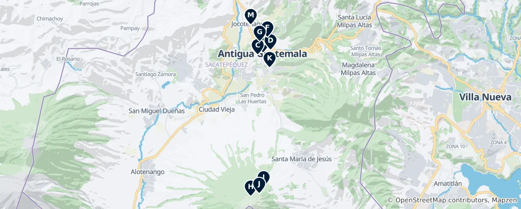 Map of Antigua's Historic Monuments